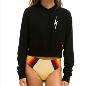 Aviator Nation Bolt 2 Cropped Crew Sweatshirt